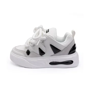 ABCIU Anti Slip And Wear Resistant Height Increasing Low Top Skateboard Shoes Unisex White Black