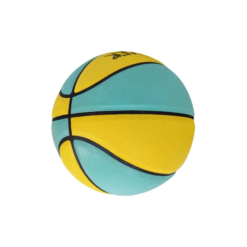PUSHOVER PU Basketball Cyan Yellow Size 7 Training Unisex-2