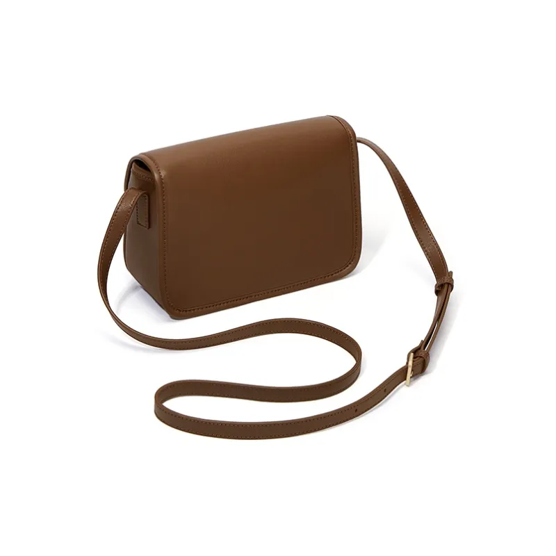 CinvaiKrose Cow Leather With Synthetic Leather Tofu Bag Shoulder Bag Small Size Women's Caramel-2
