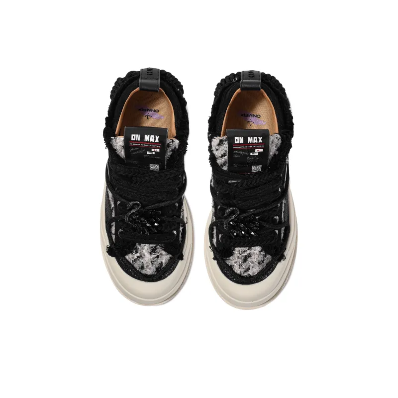 ON MAX Paper Airplane Series Skateboard Shoes Unisex Low Top Black/White-4