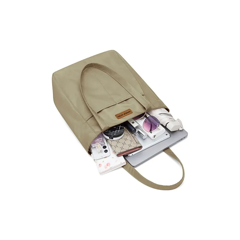 MAKEUP KITTEN Nylon Fabric Shoulder Bag Large Size Women's Light Apricot-5