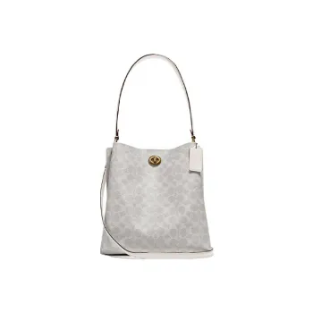 COACH Charlie Canvas With Leather Bucket Bags Crossbody Bag, Shoulder Bag Women's Pink White