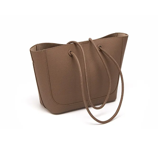 CinvaiKrose Cow Leather Tote Bag, Shopping Bag, Handbag Women's Light Coffee/Apricot-3