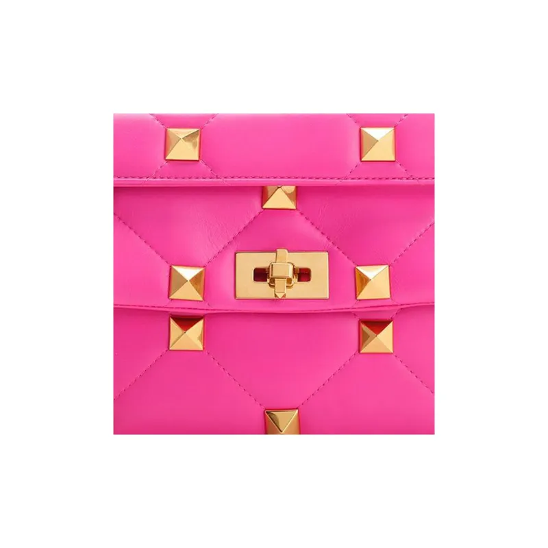 Valentino Roman Stud Lambskin Portable Crossbody Bag Shoulder Bag Women's Rose Pink-3