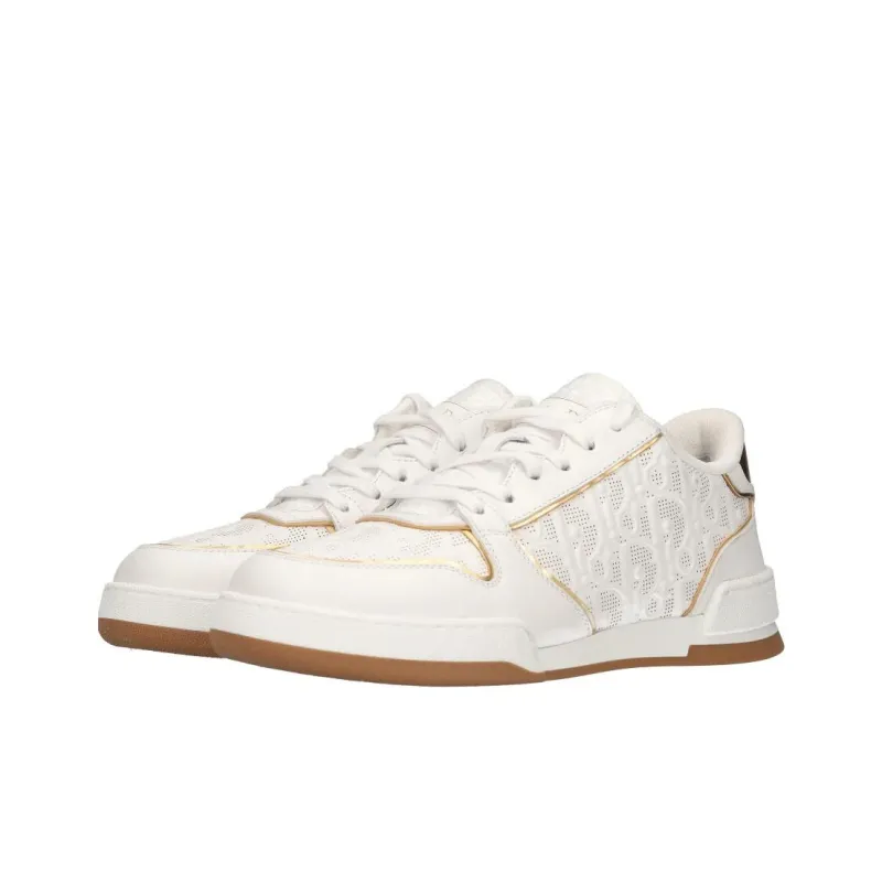 DIOR One White Sneakers Low Top Stylish Skateboarding Shoes Women's White Gold-2