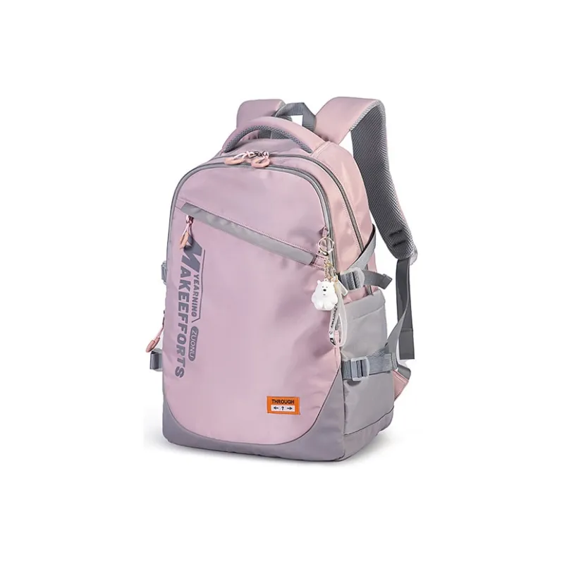 ZUONU Oxford Backpack Large Size Unisex Greige/Cherry Blossom Pink/Dusty Pink/Black Gray Color/Vibrant Orange-10