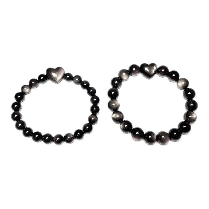 MOUNTAINS AND MANS Silver Sheen Obsidian Bracelets Unisex-0