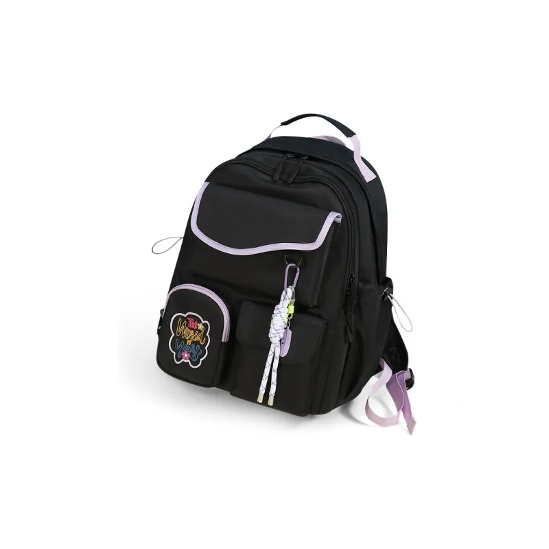 V.NINE Fabric 15-Inch Backpack For Girls Back To School Large Size Women's Creamy/Black Night Purple-2