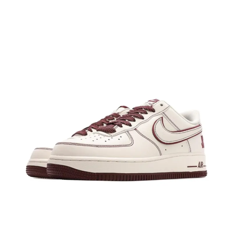 UNDEFEATED x Nike Air Force 1 Low Lightweight And Breathable Low-Top Skateboard Shoes Unisex Beige Red-2