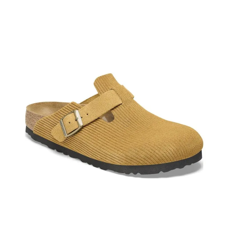 Birkenstock Boston Suede Embossed Corduroy Narrow 'Cork Brown'-1