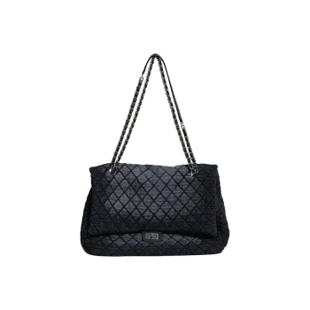 NOMK PU Plaid Tote Bag Shoulder Bag Crossbody Bag Large Size Women's Black