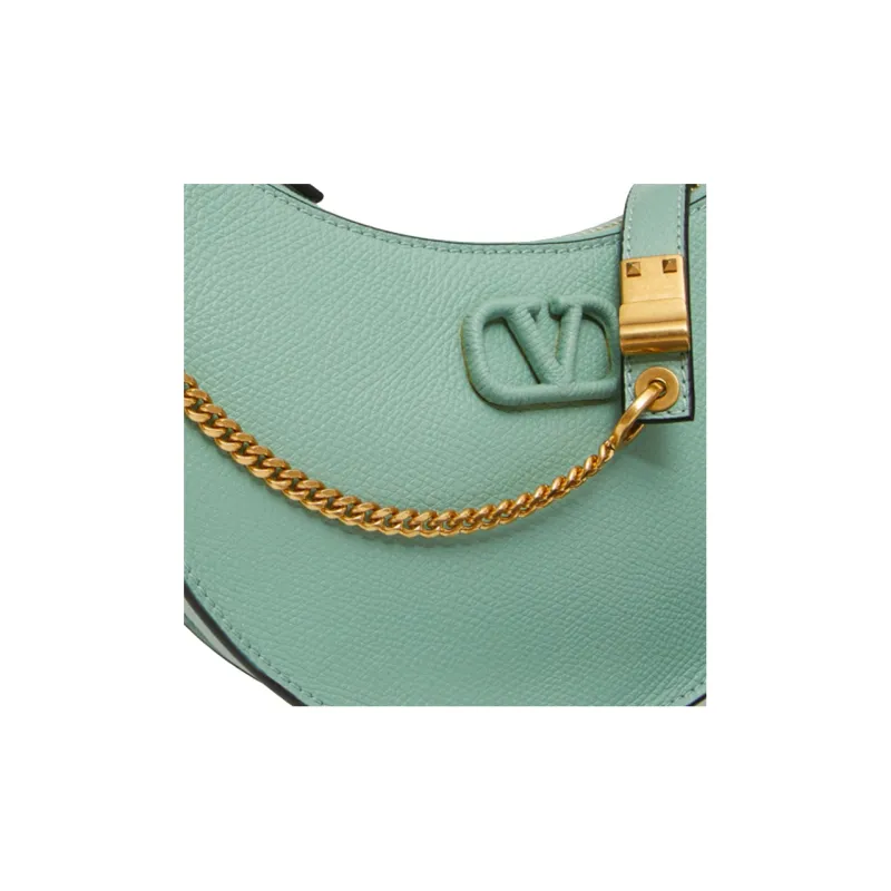 Valentino Vlogo Grained Calfskin HOBO Bag Shoulder Bags Handbags Mini Women's Light Green-4