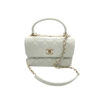 CHANEL Trendy Cc Lambskin Flap Bag, One Shoulder Handbag, Crossbody Bag Women's Light Gray Green