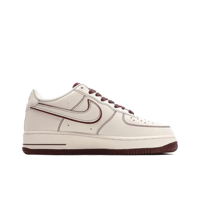 UNDEFEATED x Nike Air Force 1 Low Lightweight And Breathable Low-Top Skateboard Shoes Unisex Beige Red-1