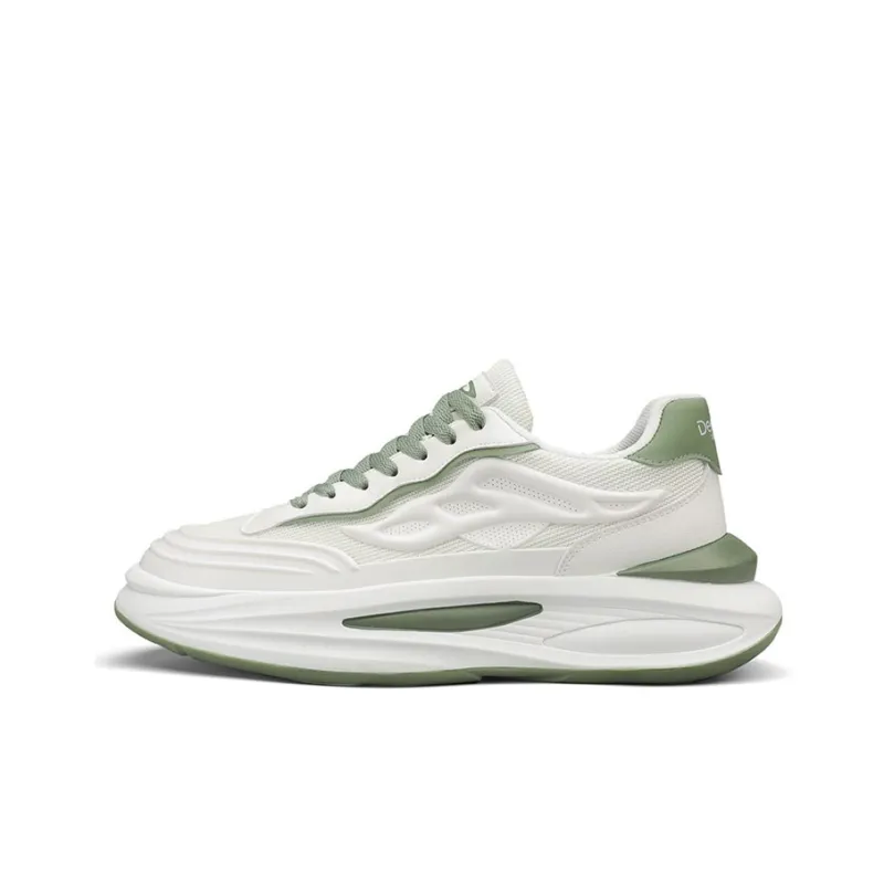 DEERWAY Abrasion Resistant, Breathable, Lightweight Low Top Casual Shoes Men's White Light Green-0