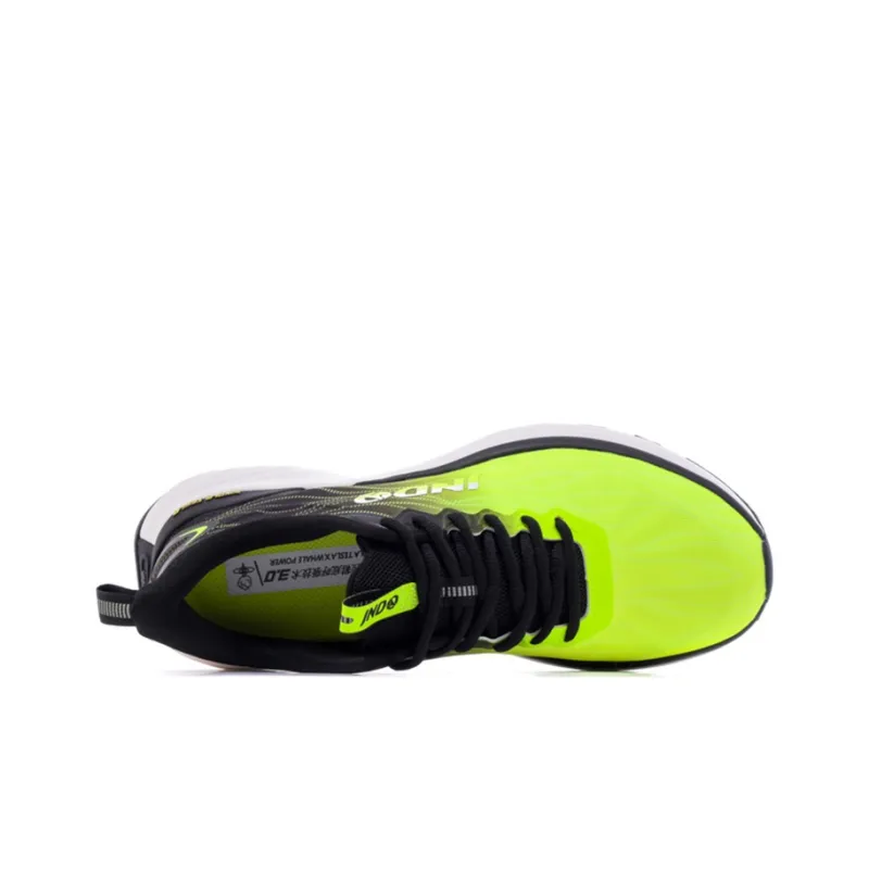 JNDO Cushioned Slip Resistant Breathable Low Top Tesla Valve Breathing Technology Running Shoes Unisex Green Black-2