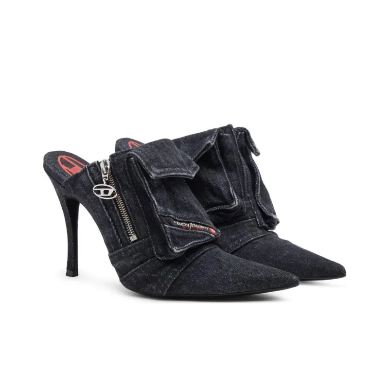 DIESEL D-Venus Pocket 100mm Denim Mules-2