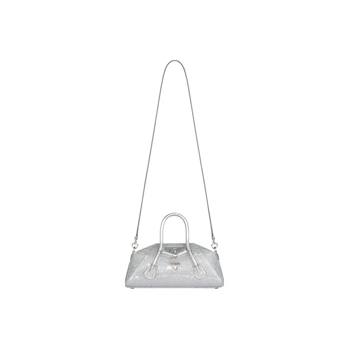 GIVENCHY Antigona Silk With Calfskin Shoulder Bag, Crossbody Bag, Handbag Mini Women's Silver Gray-1