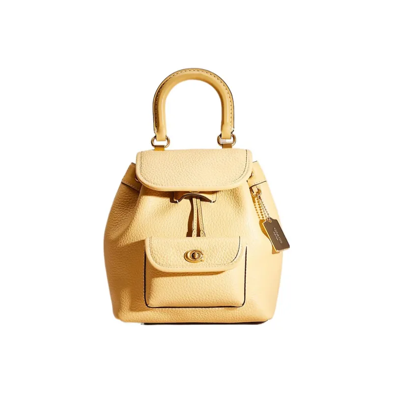 COACH Riya Glove Tanned Leather Backpack Medium Size Women's Brass/Hay-0