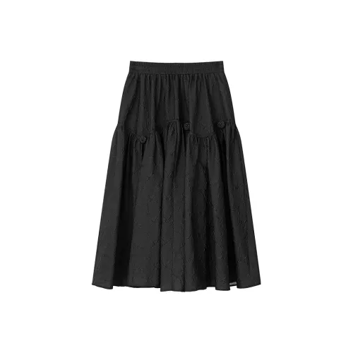 ELF SACK Casual Long Skirts Women's Sweet And Cool Black