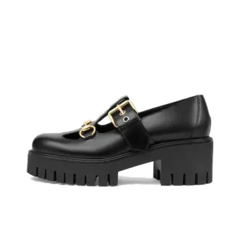GUCCI Women's Lug Horsebit 30mm Platform Loafer 'Black' Women's