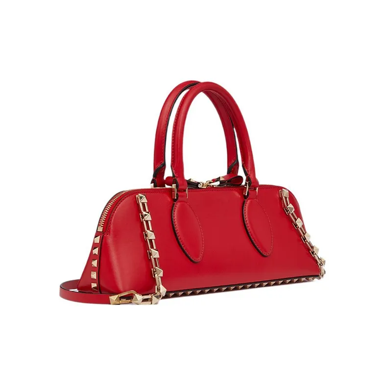 Valentino ROCKSTUD Calfskin Shoulder Bag, Crossbody Bag, Handbag Women's Red-1