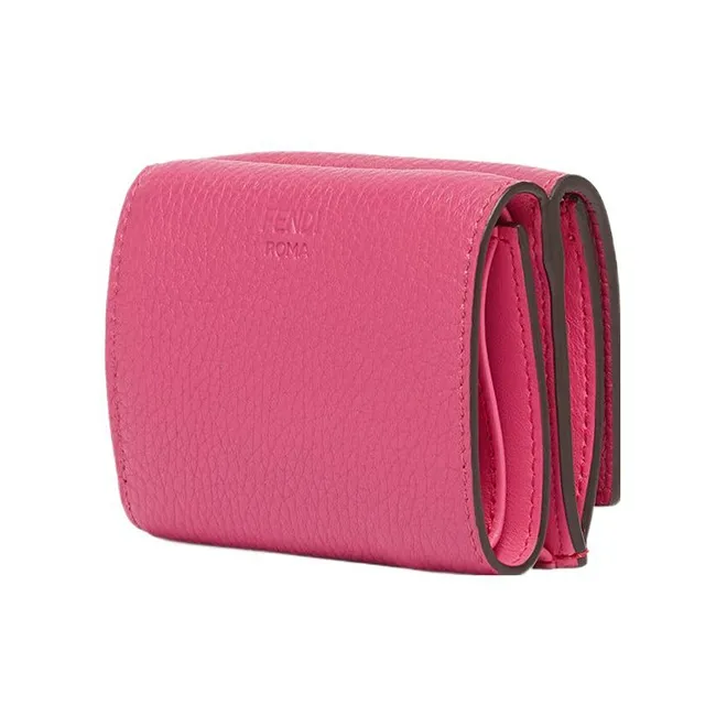 FENDI Peekaboo Cow Leather Wallet Extra Mini Women's Pink-1