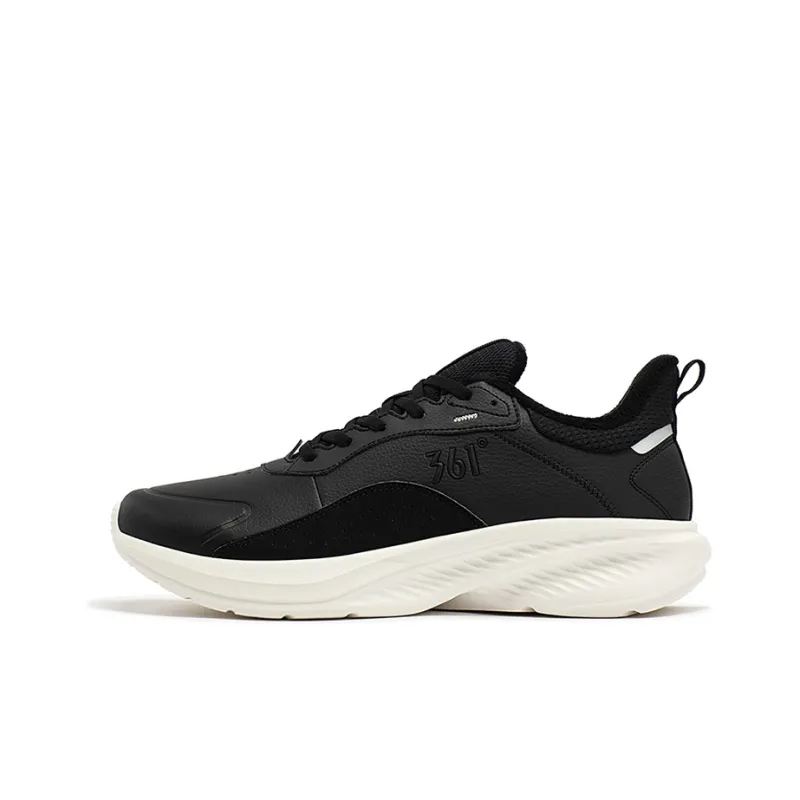 361° Anti Slip And Wear Resistant Warm Low Top Running Shoes Men's Black White-0