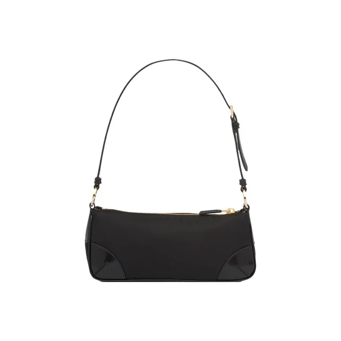 PRADA Re Edition Recycled Nylon Mixed With Shiny Leather Handbag Shoulder Bag Regular Women's Black-2