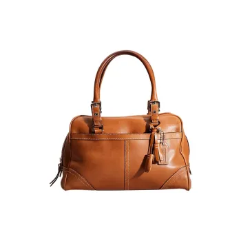 COACH Hamptons Leather Briefcases Handbags Large Size Women's Camel