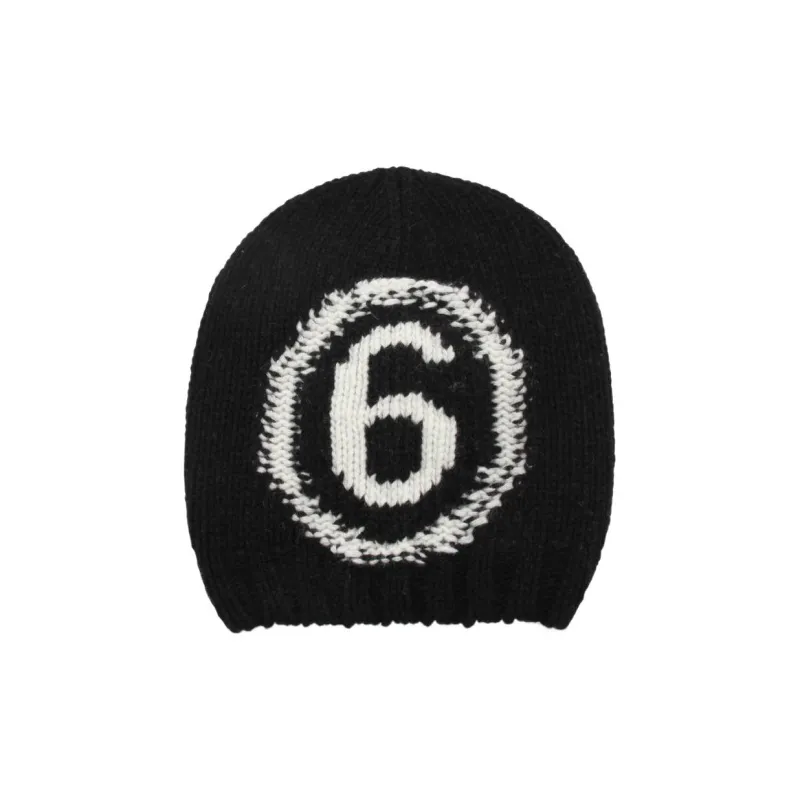 MM6 Maison Margiela Logo Intarsia Knitted Beanie-0