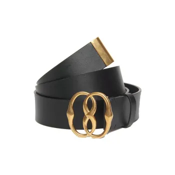 BALLY Top Grain Cow Leather Belts Men's Black Width 3.5cm