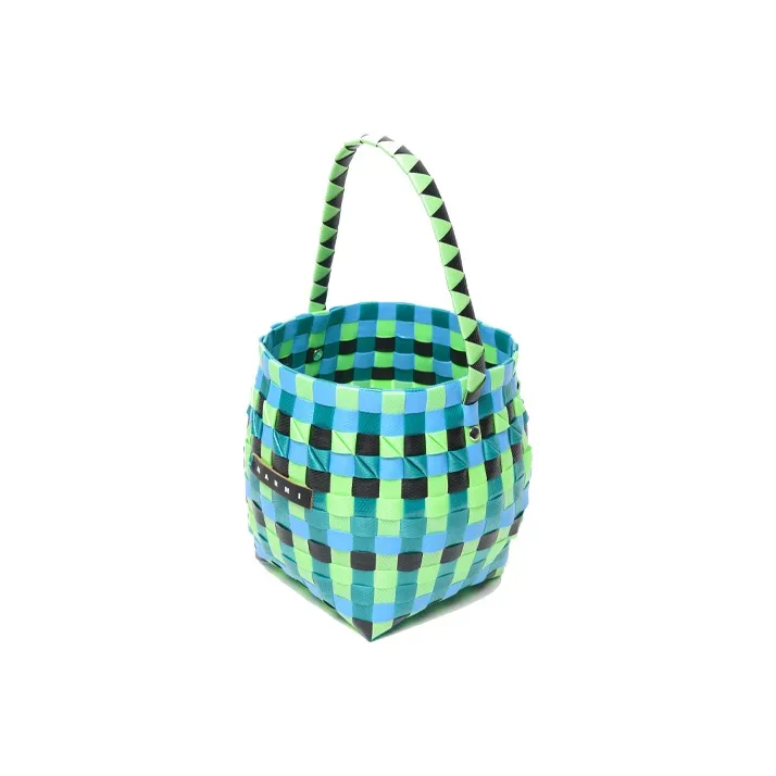 MARNI Polypropylene With Cow Leather Bucket Bag, One Shoulder Handbag Regular Kids' Green-2