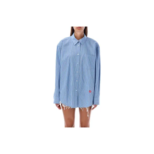 Alexander Wang Apple Boyfriend Shirt In Compact Cotton Blue/White