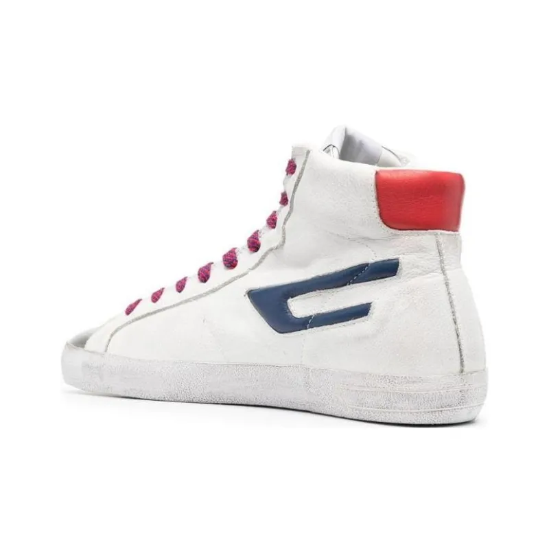 DIESEL High Top Skateboard Shoes Men's White-3