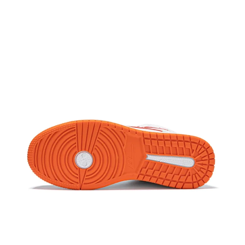 Warrior Anti Slip Wear Resistant High Top Skateboard Shoes Unisex White Orange-4