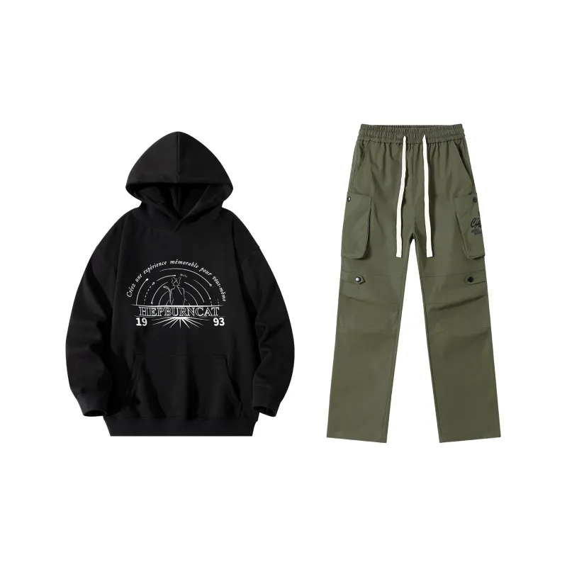 Hepburn Cat Sweatshirt Sets Unisex-13