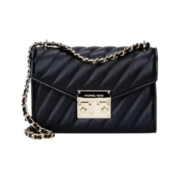 MICHAEL KORS Rose Cow Leather Shoulder Bag, Crossbody Bag Trumpets Women's Black