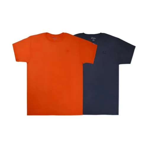 Champion T-Shirts Unisex Orange+Navy Blue