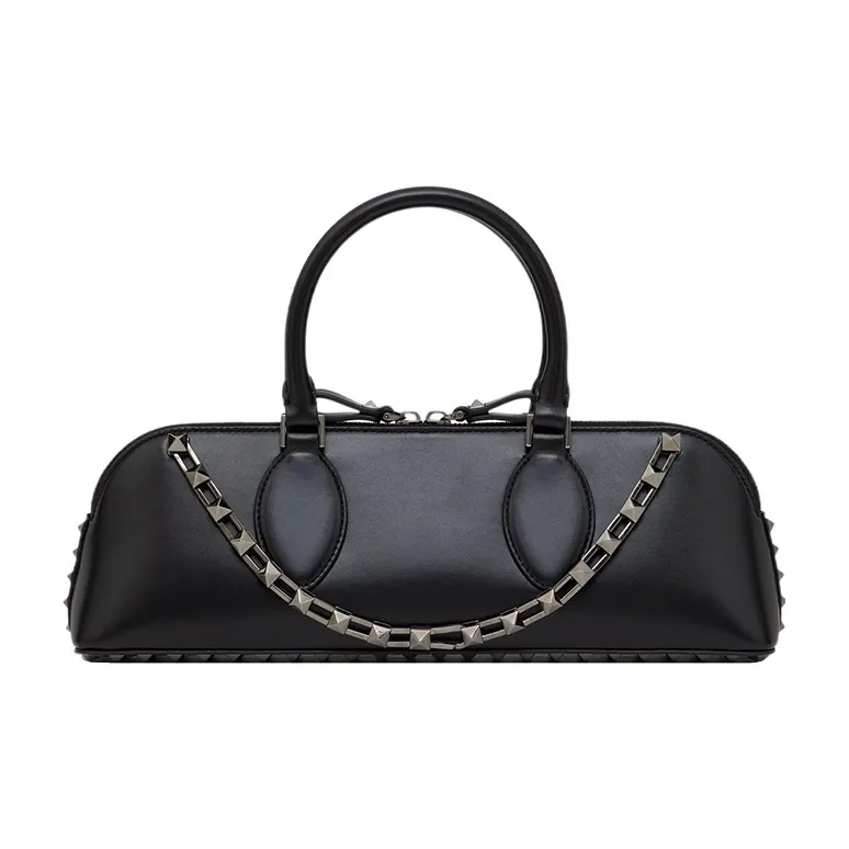 Valentino ROCKSTUD Calfskin Shoulder Bag Crossbody Bag Handbag Women's Black-0