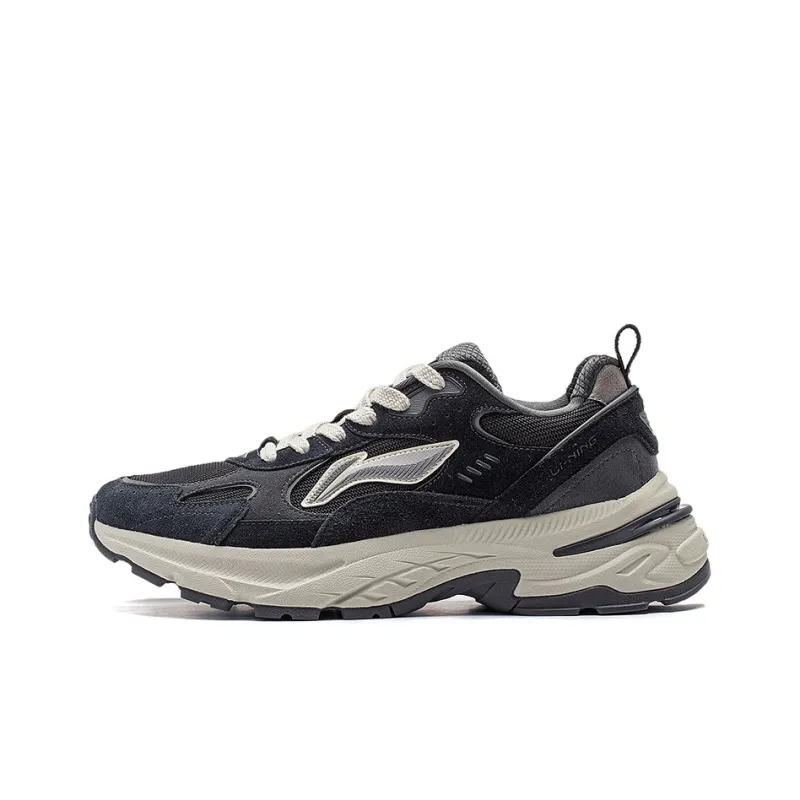 LiNing Beichen Cushioning, Slip Resistant, Abrasion Resistant Support Low Top Chunky Sneakers Men's Black Gray-0