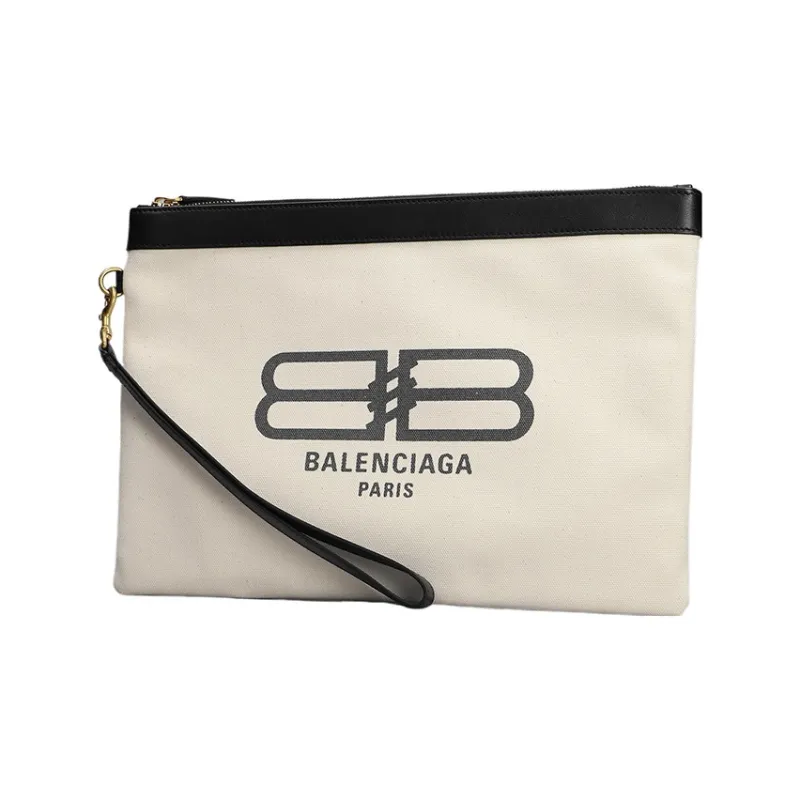 Balenciaga Canvas Canvas Bag Clutches Large Size Men's Beige-1