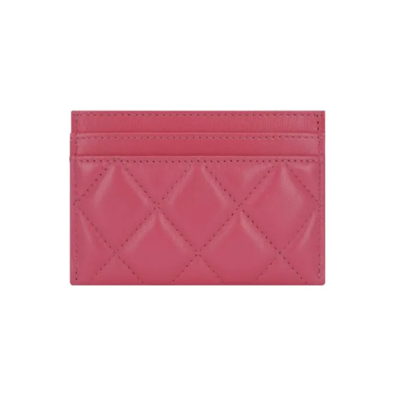 CHANEL Lambskin Card Holder Women's Pink-1