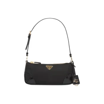 PRADA Re Edition Recycled Nylon Mixed With Shiny Leather Handbag Shoulder Bag Regular Women's Black