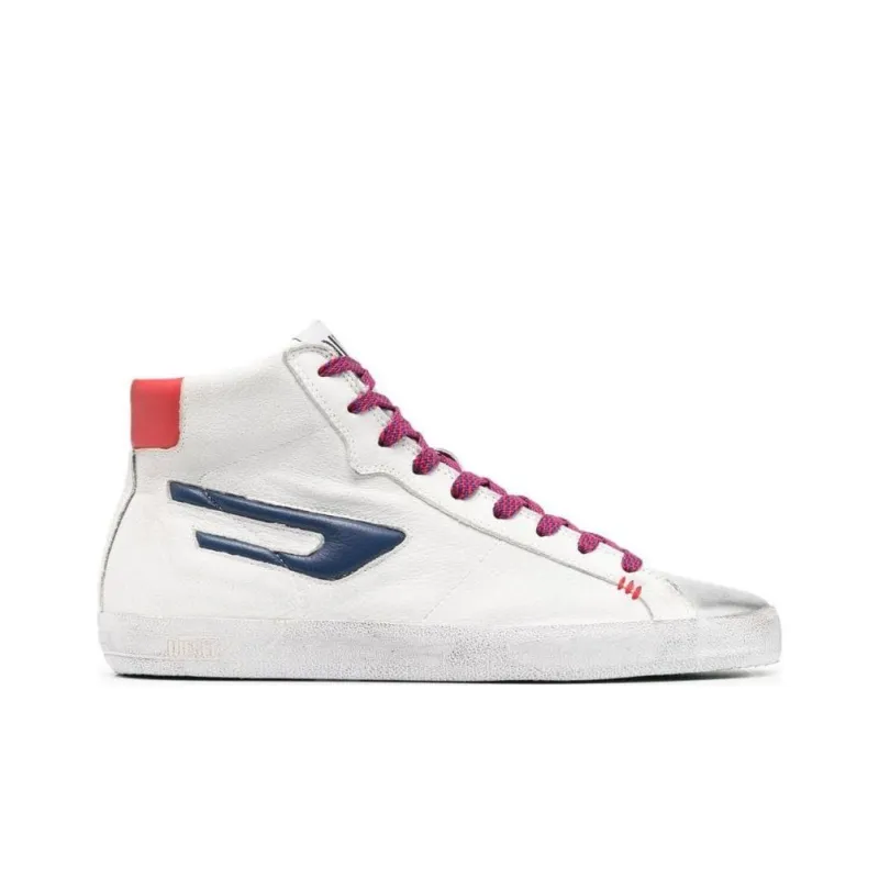 DIESEL High Top Skateboard Shoes Men's White-1