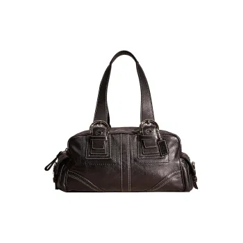 COACH Soho Leather Briefcase One Shoulder Handbag Large Size Men's Black