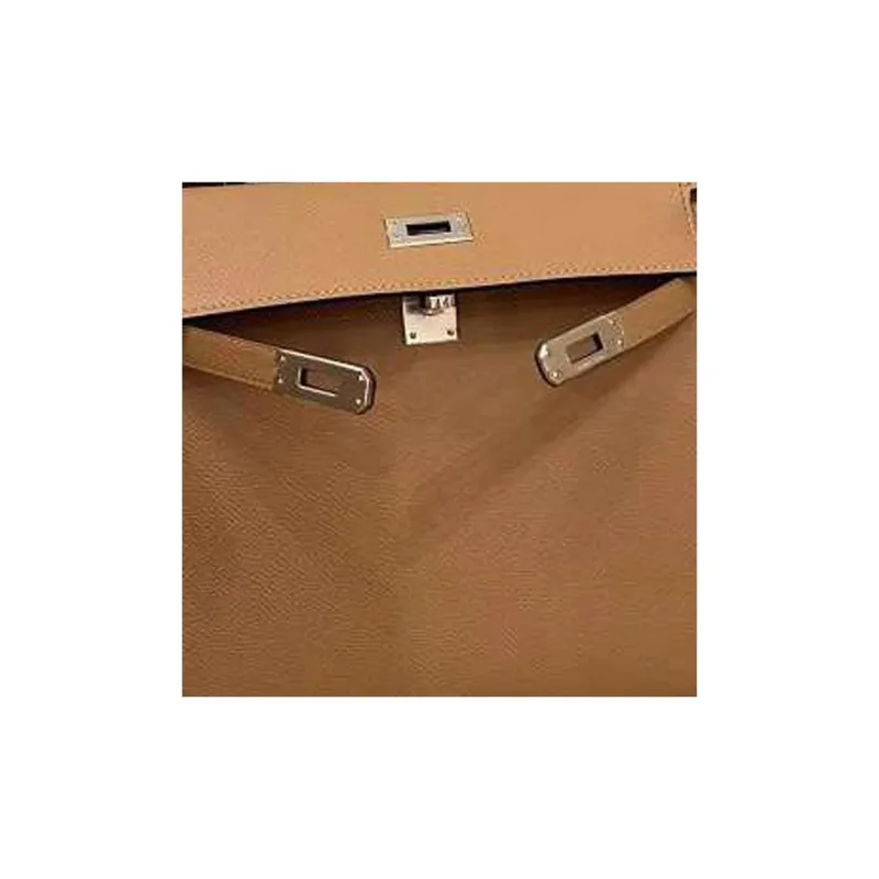 HERMES Kelly Epsom Leather Kelly Bag One Shoulder Handbags Regular Women's 0M Chai Milk Tea Beige-3