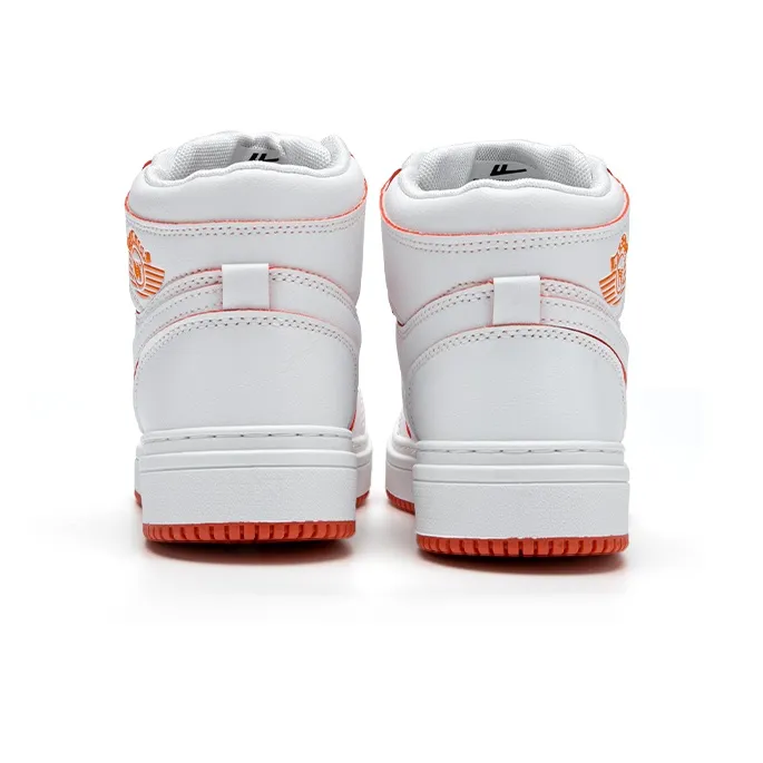 Warrior Anti Slip Wear Resistant High Top Skateboard Shoes Unisex White Orange-3