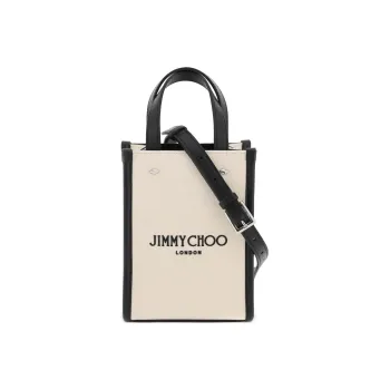 Jimmy Choo Canvas Canvas Bag Tote Bag Shopping Bag Shoulder Bag Crossbody Bag Handbag Mini Women's Light Brown/Black