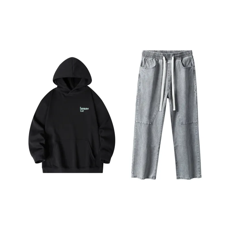 Hepburn Cat Sweatshirt Sets Unisex-1